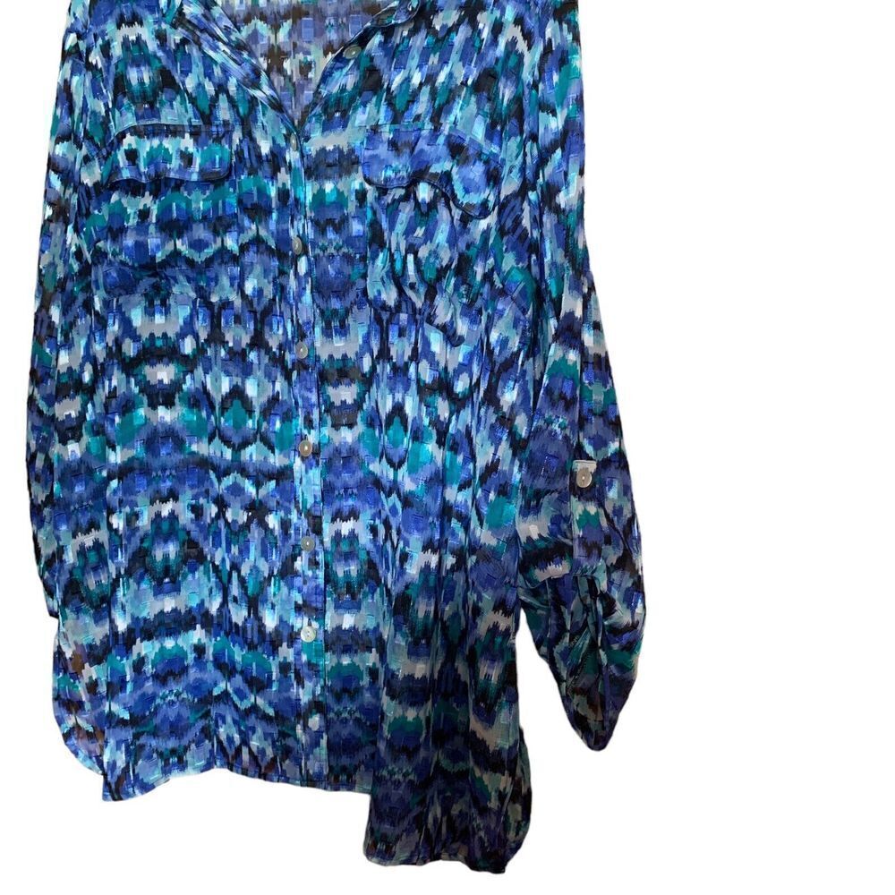 Ruby Rd Plus Size 22w Blue Multicolor Boho Print … - image 3